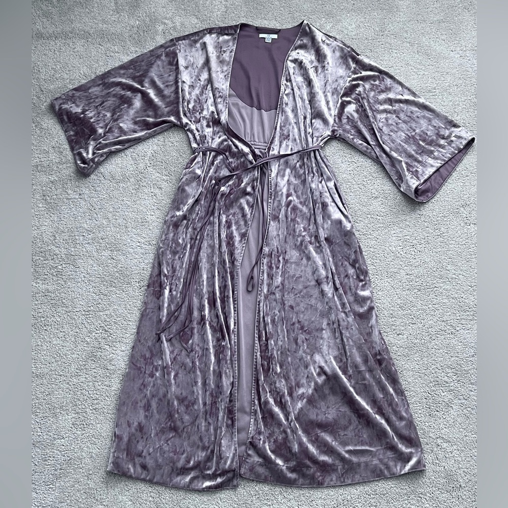 Halston Crushed Velvet Floor Length Robe